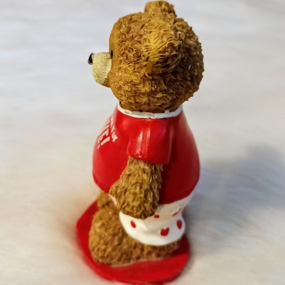 Ceramic "Will Work For Love" Bear Dressed in Heart - Picture 6 of 6